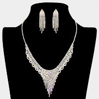 Crystal Rhinestone Pave Fringe Necklace