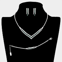 3PCS Rhinestone Pave Necklace Jewelry Set