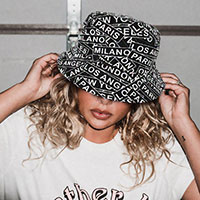 City Name Patterned Bucket Hat