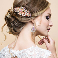 Round Marquise Stone Accented Hair Comb