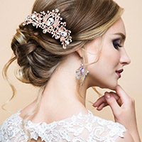 Teardrop Stone Accented Rhinestone Pave Hair Comb