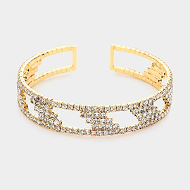Abstract Rhinestone Pave Accented Cuff Bracelet