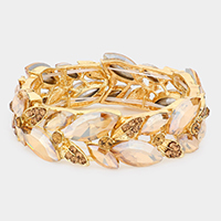 Marquise Stone Accented Leaf Cluster Stretch Evening Bracelet
