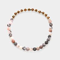 Natural Stone Faceted Beaded Stretch Bracelet