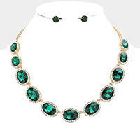 Oval Stone Link Evening Necklace