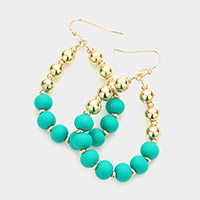 Colored Ball Pointed Open Teardrop Dangle Earrings