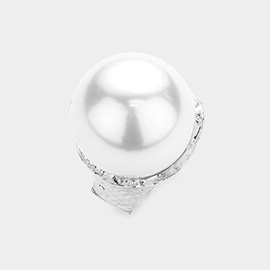 Bold Pearl Accented Metal Stretch Ring