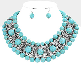 Natural Stone Cluster Collar Necklace