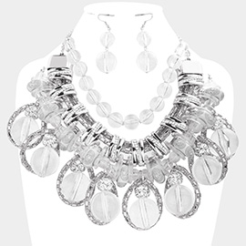 Bling Open Teardrop Lucite Ball Necklace