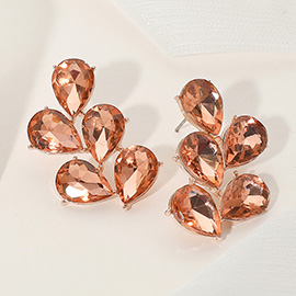 Teardrop Stone Cluster Evening Earrings