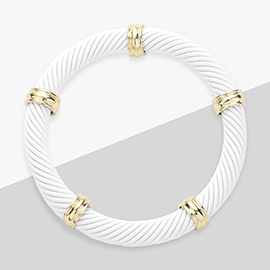 Gold Ring Pointed Twisted Metal Stretch Bracelet