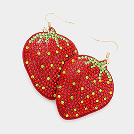 Felt Back Bling Strawberry Dangle Earrings