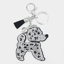 Bling Poodle Dog Tassel Keychain