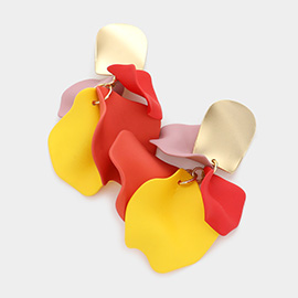 Colored Petal Cluster Dangle Earrings
