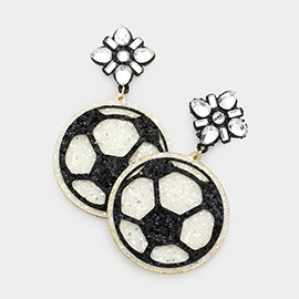 Glittered Soccer Dangle Earrings