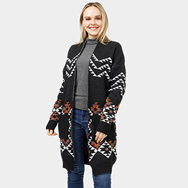 Aztec Patterned Sweater Cardigan