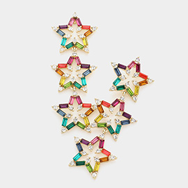 Rainbow Triple Star Link Dangle Earrings