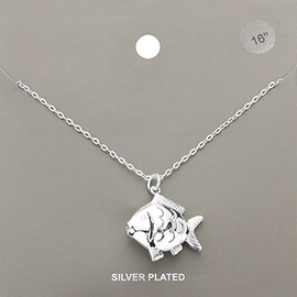 Silver Plated Metal Fish Pendant Necklace
