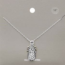 Silver Plated Metal Pineapple Pendant Necklace
