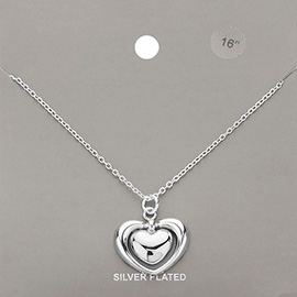 Silver Plated Metal Double Heart Pendant Necklace