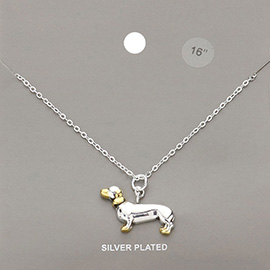 Silver Plated Metal Dog Pendant Necklace