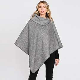 Textured Solid Neck Poncho