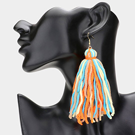 Yarn Thread Tassel Dangle Earrings
