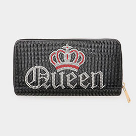 Bling Queen Message Crown Zipper Wallet