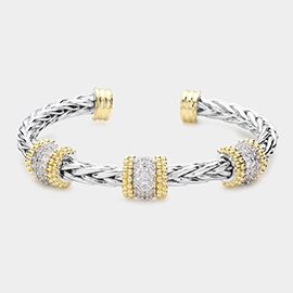 CZ Embellished Metal Cuff Bracelet
