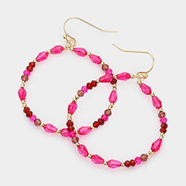 Faceted Bead Open Circle Dangle Earrings