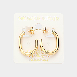 14K Gold Dipped Oval Metal Hoop Earrings