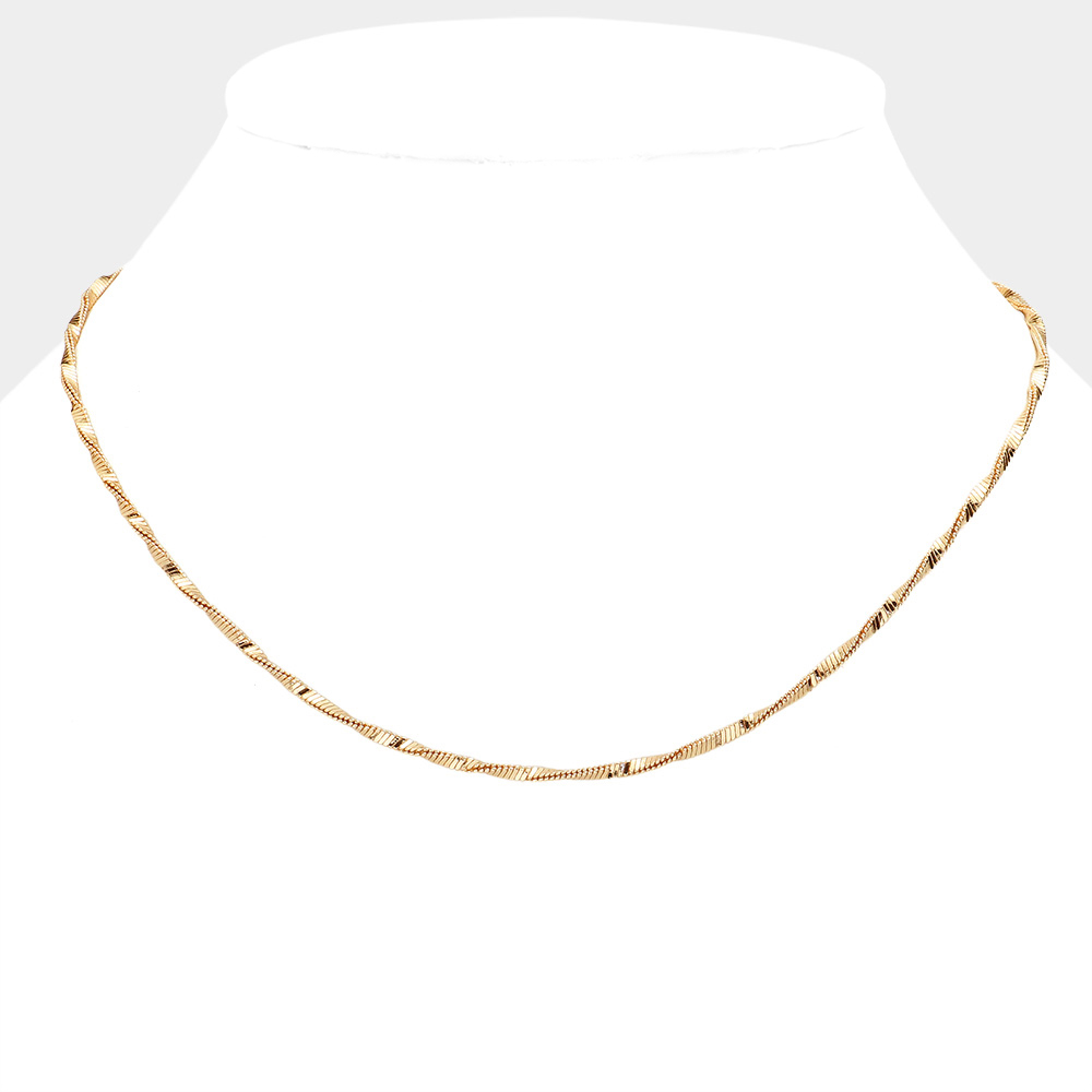Brass Metal Twisted Chain Necklace