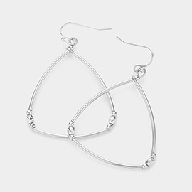 Metal Beaded Open Triangle Dangle Earrings