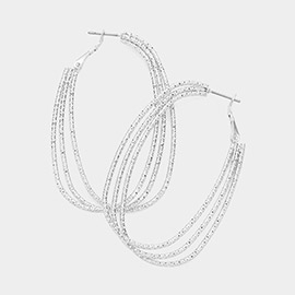 Textured Metal Triple Wire Hoop Earrings