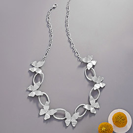 Metal Butterfly Link Necklace