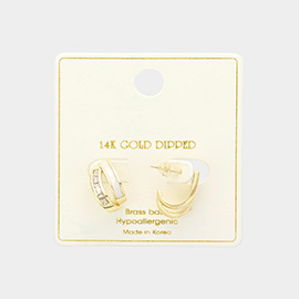 14K Gold Dipped Duo J Shape Earrings