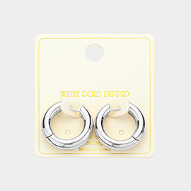 White Gold Dipped Chunky Funky Huggie Hoop Earrings