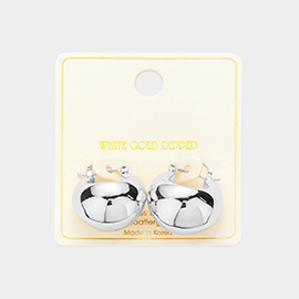 White Gold Dipped Puffy Cloud Hoop Pin Catch Earrings