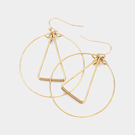 Metal Wire Circle Triangle Dangle Earrings