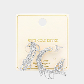 White Gold Dipped Metal Ring Link Metal Hoop Earrings