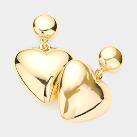 Gold Dipped Metal Heart Dangle Earrings