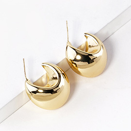 Gold Dipped Chunky Metal Crescent Hoop Earrings