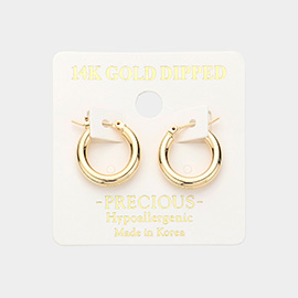 14K Gold Dipped Hypoallergenic Metal Hoop Pin Catch Earrings