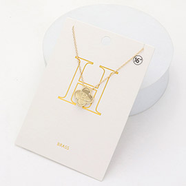 Quatrefoil Initial H Monogram Pendant Necklace