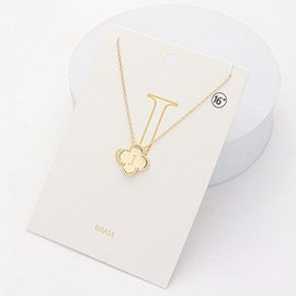 Quatrefoil Initial J Monogram Pendant Necklace