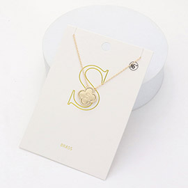 Quatrefoil Initial S Monogram Pendant Necklace