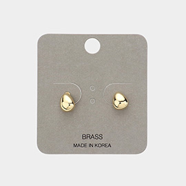 Brass Metal Bean Stud Earrings