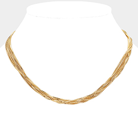SECRET BOX_Multi Layered Brass Chain Necklace