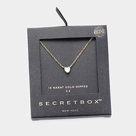 SECRET BOX_14K Gold Dipped CZ Stone Heart Pendant Necklace