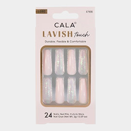 24PCS - Glam Couture Long Coffin Pink Glitter Press on Nail Set